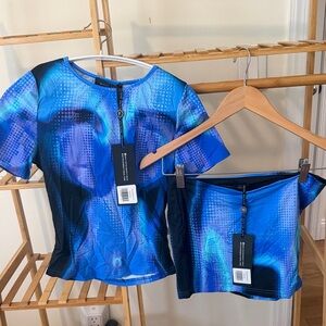 White fox complicated baby tee and mini skirt set in Milky Way